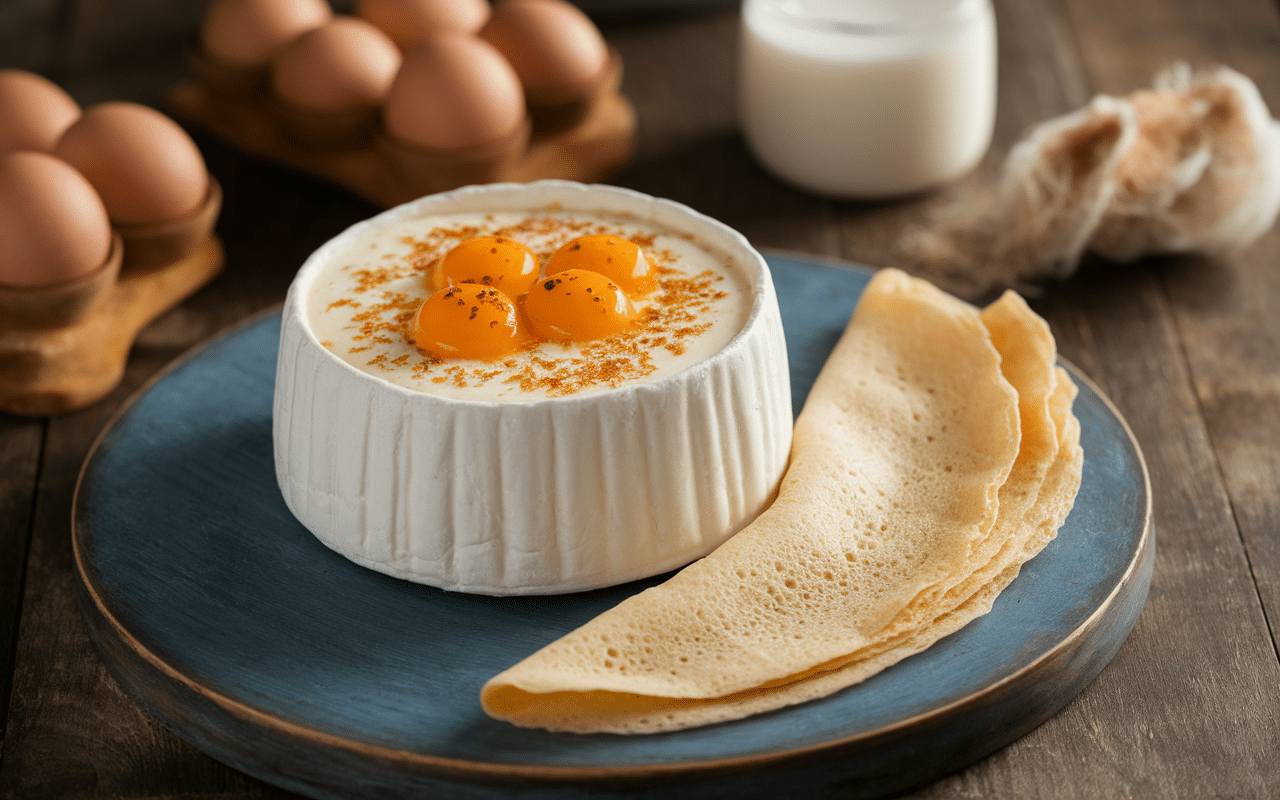 ingredients crepe fromage blanc sur table