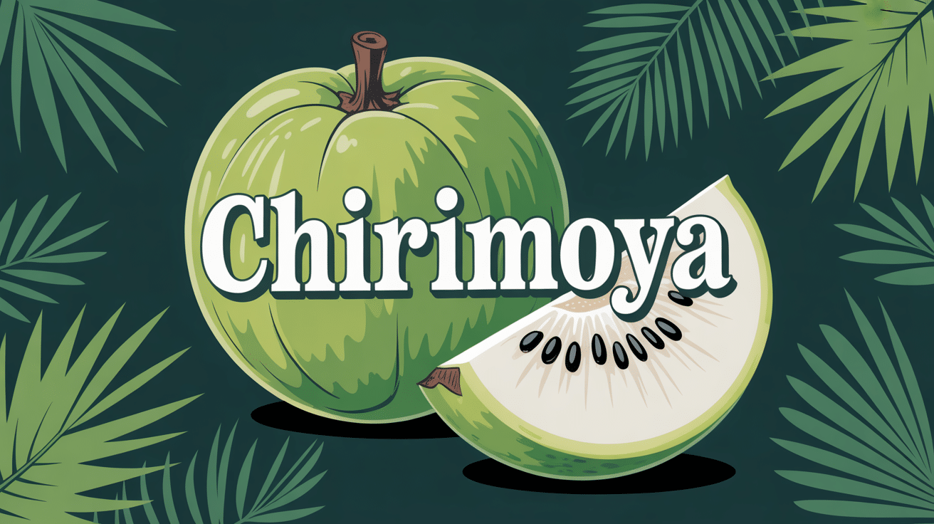 Chirimoya coupe avec chair blanche et pepins noirs