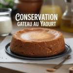 conservation gâteau yaourt doré moelleux sur plan de travail