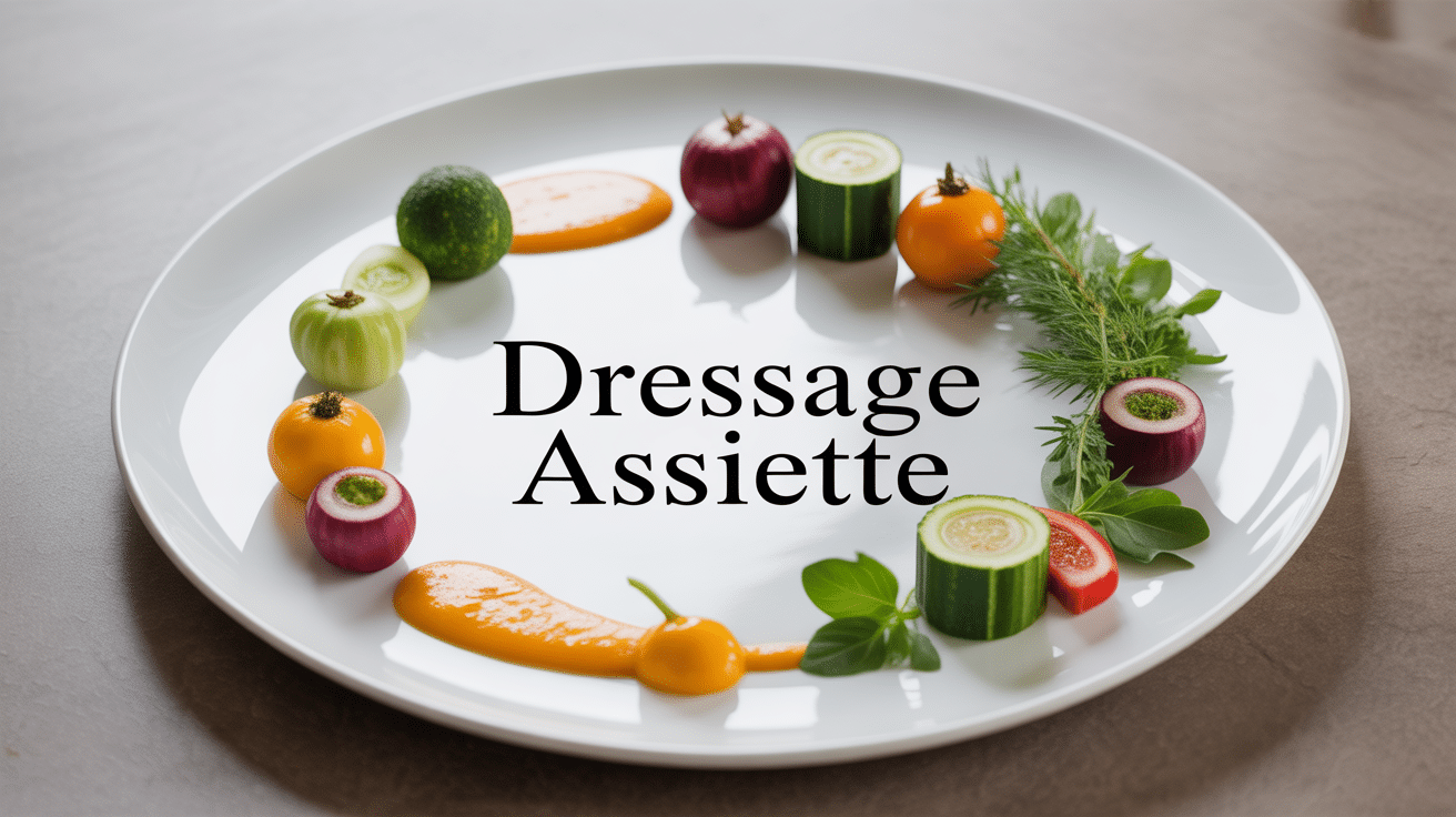 dressage assiette élégante légumes sauce herbes