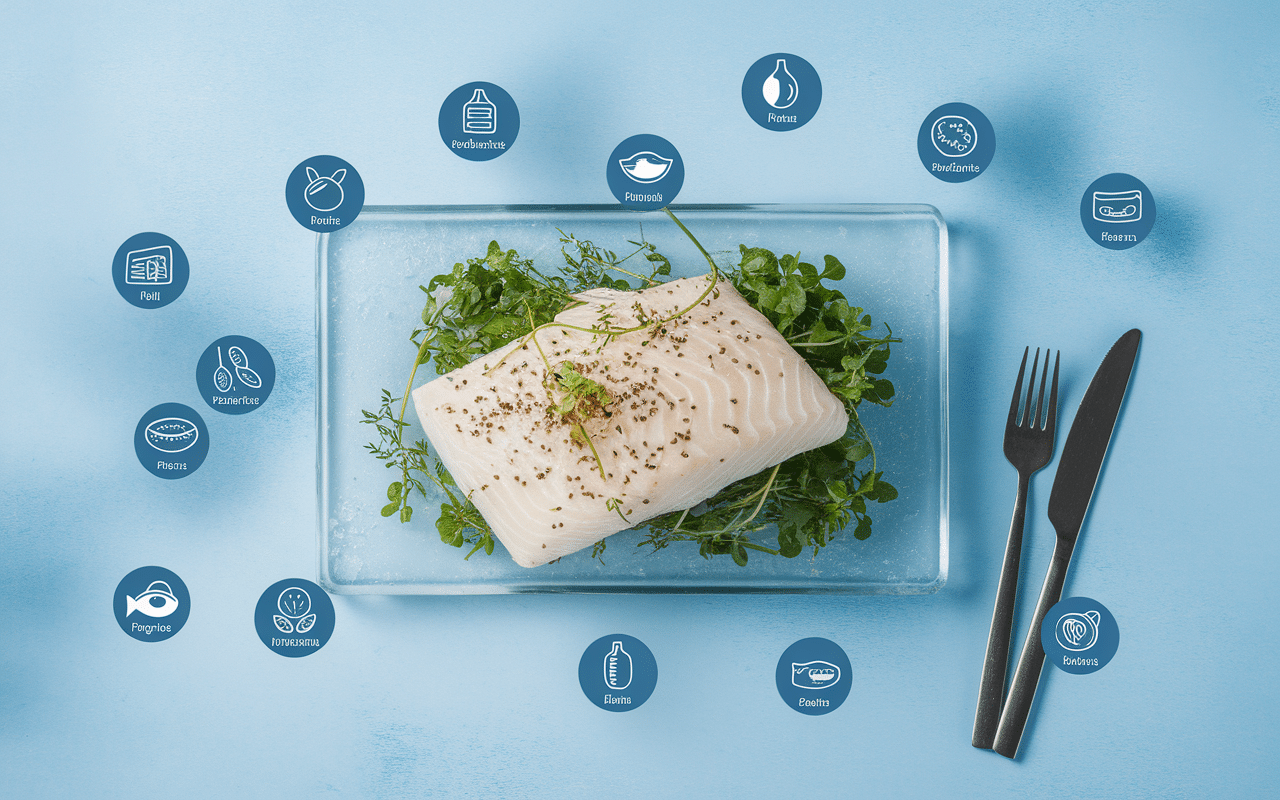 filet de lingue frais symboles nutritionnels glace