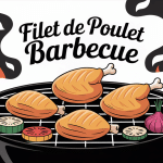 filet de poulet au barbecue doré avec légumes grillés
