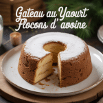 Gateau yaourt flocon d avoine moelleux sur assiette ingrédients