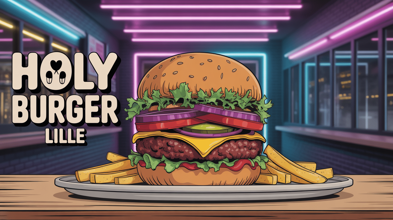 burger gourmet holy moly burger lille sur fond urbain