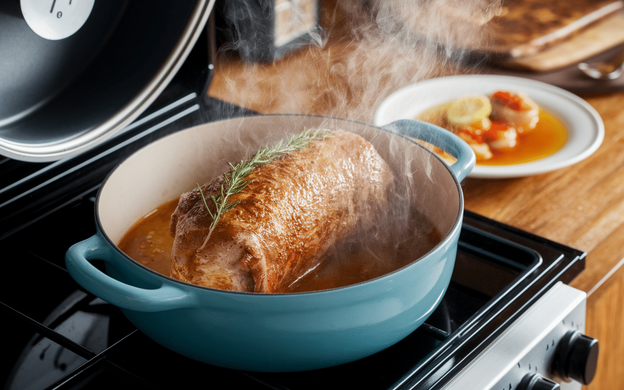 Cuisson poitrine agneau four vapeur visible