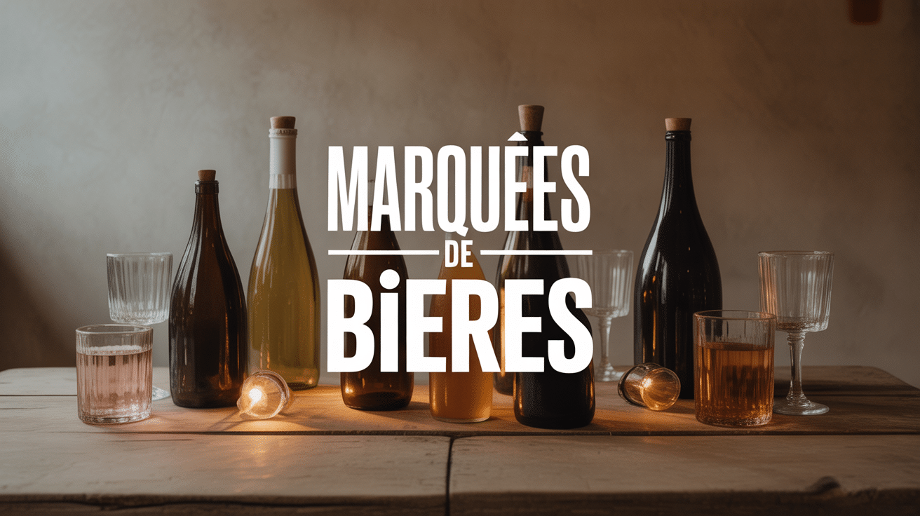 Table bouteilles verres marques de bieres