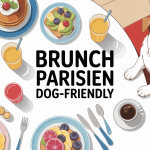 milk & pug - brunch table colorée avec chien à Paris