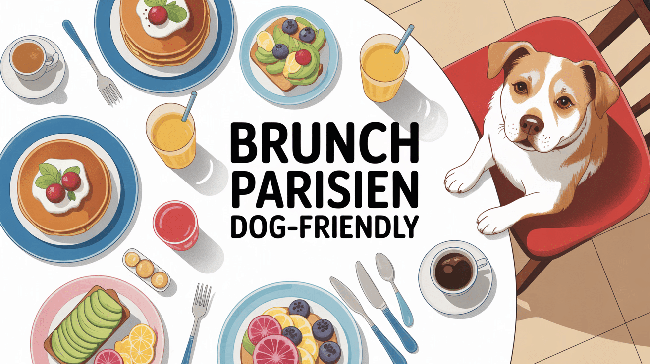 milk & pug - brunch table colorée avec chien à Paris