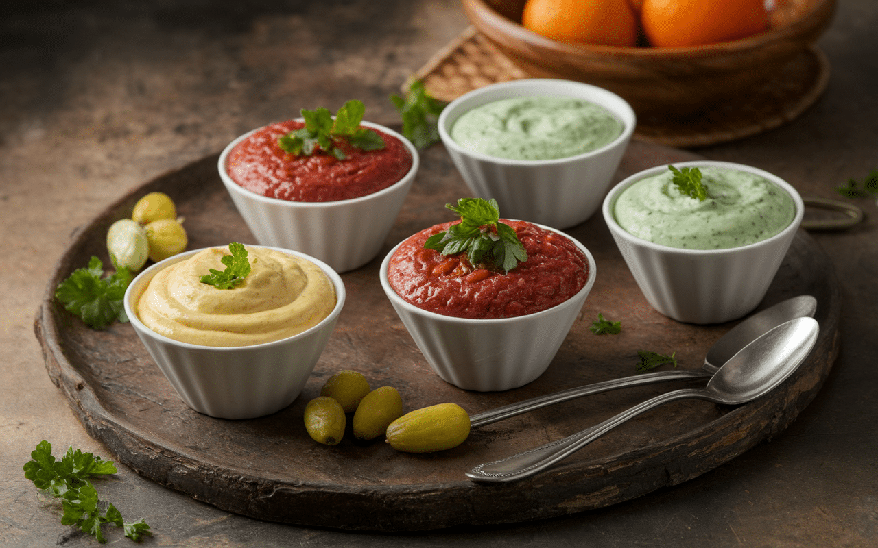 pierrade accompagnement sauces ramequins