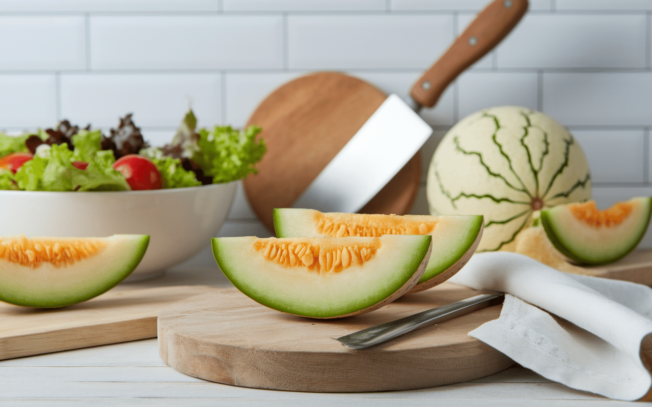 Tranches poids melon salade cuisine