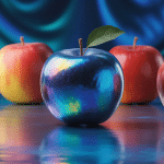 Pomme bleue entourée de pommes rouges