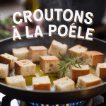 Recette croûtons à la poêle cubes dorés spatule