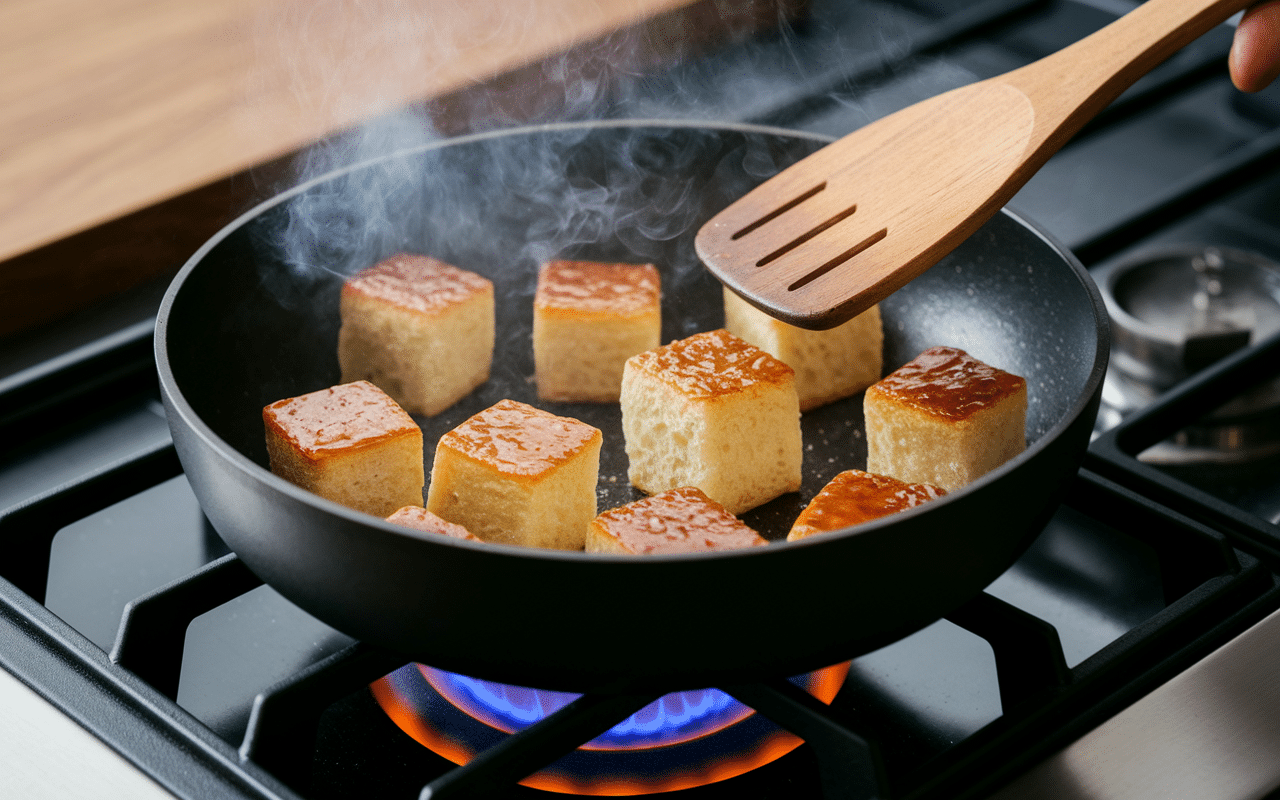 Recette croûtons à la poêle cuisson croûtons