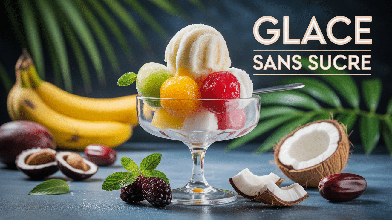 Glace sans sucre aux fruits ingrédients naturels
