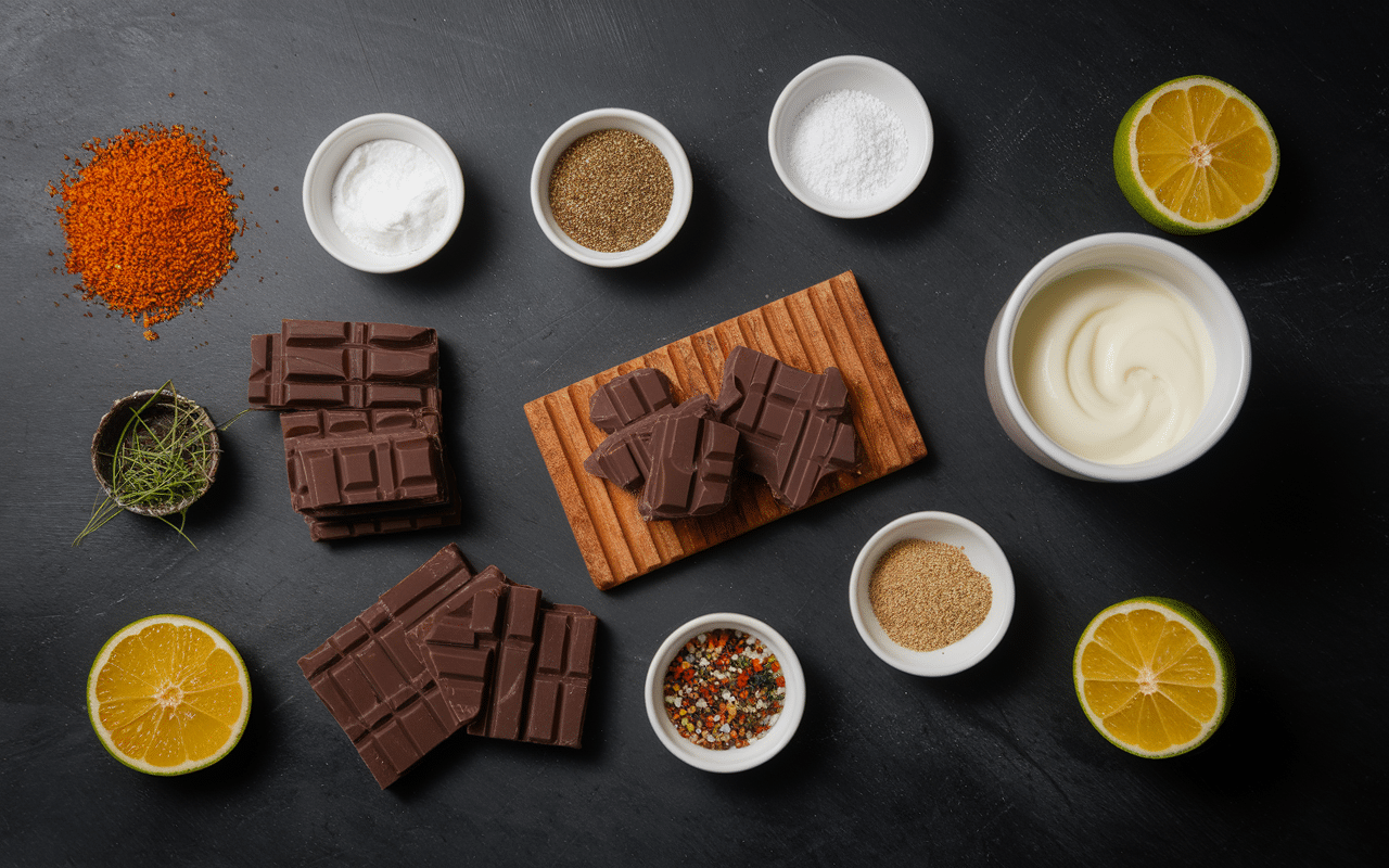 ingrédients recette truffe chocolat sur plan de travail