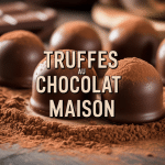 truffes chocolat maison sur bois décoration cacao