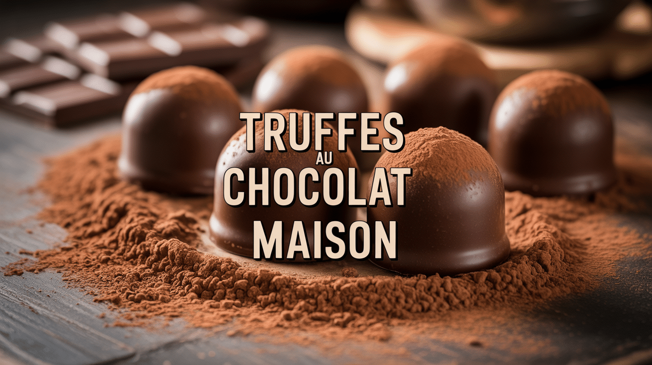 truffes chocolat maison sur bois décoration cacao