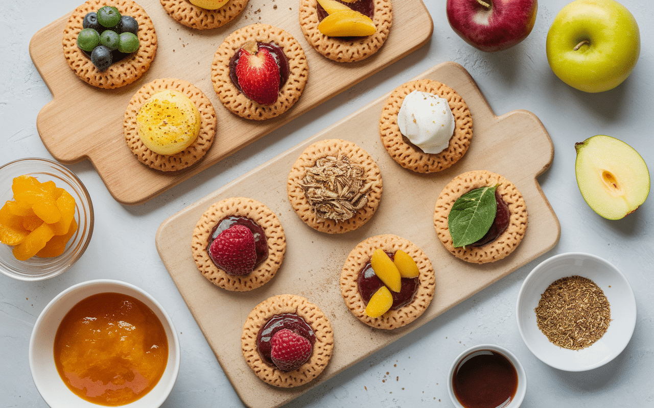 Variétés de biscuit sans matière grasse ni sucre sur plan de travail