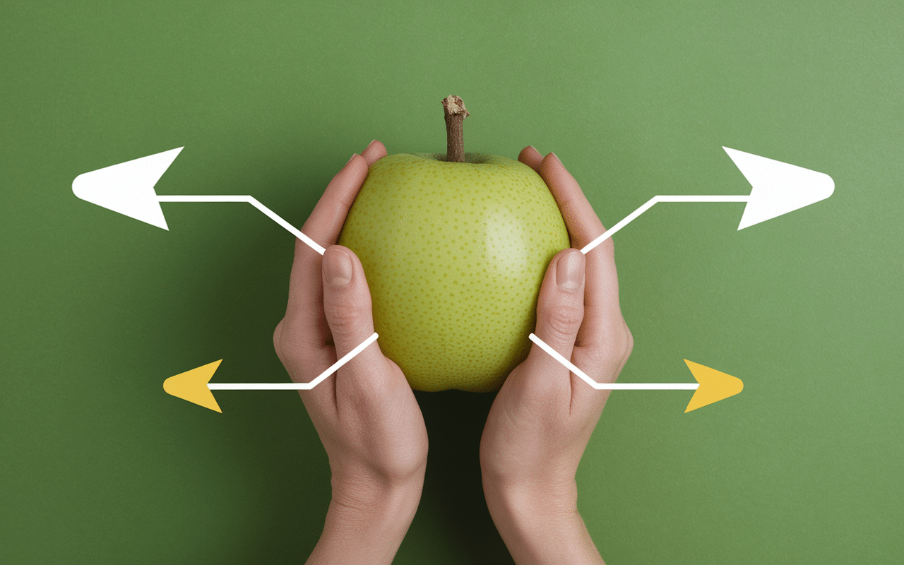 Achat poires saison main détail