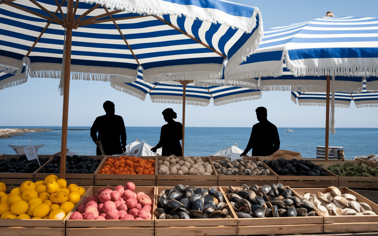 Marché dégustation saison des moules Bretagne