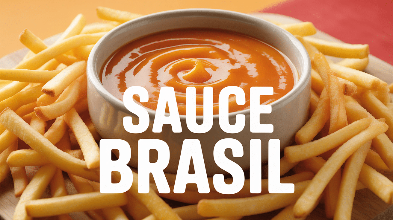 bol de sauce brasil orange avec frites dorées