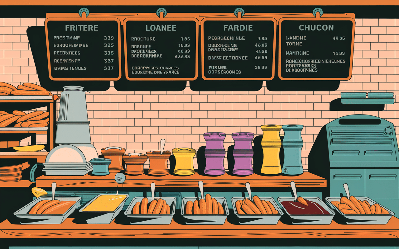 friterie vintage européenne avec sauces brasil variées