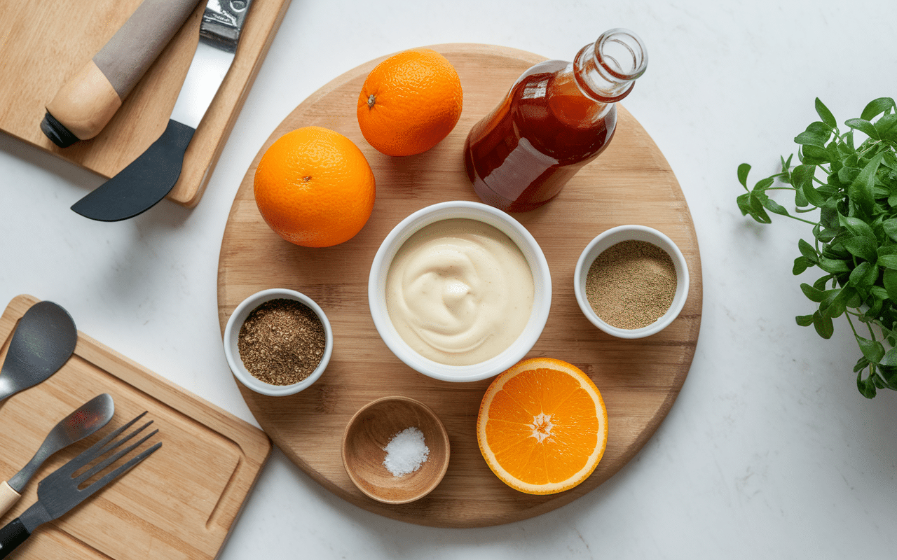 ingrédients de sauce brasil maison disposés en cercle