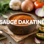Bol sauce dakatine dorée avec arachides et épices