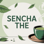 sencha the tasse fumante et feuilles fraiches