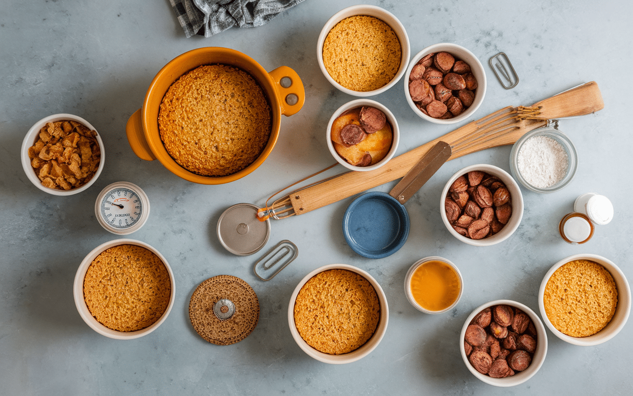 Différents moules et minuteurs pour temps de cuisson quatre quart