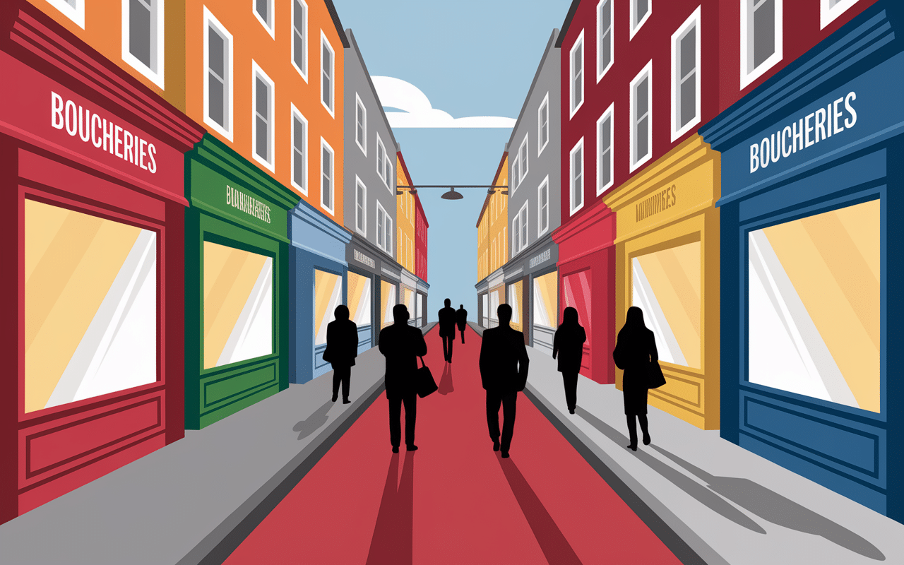 Rue commerçante boucheries halal mont de marsan