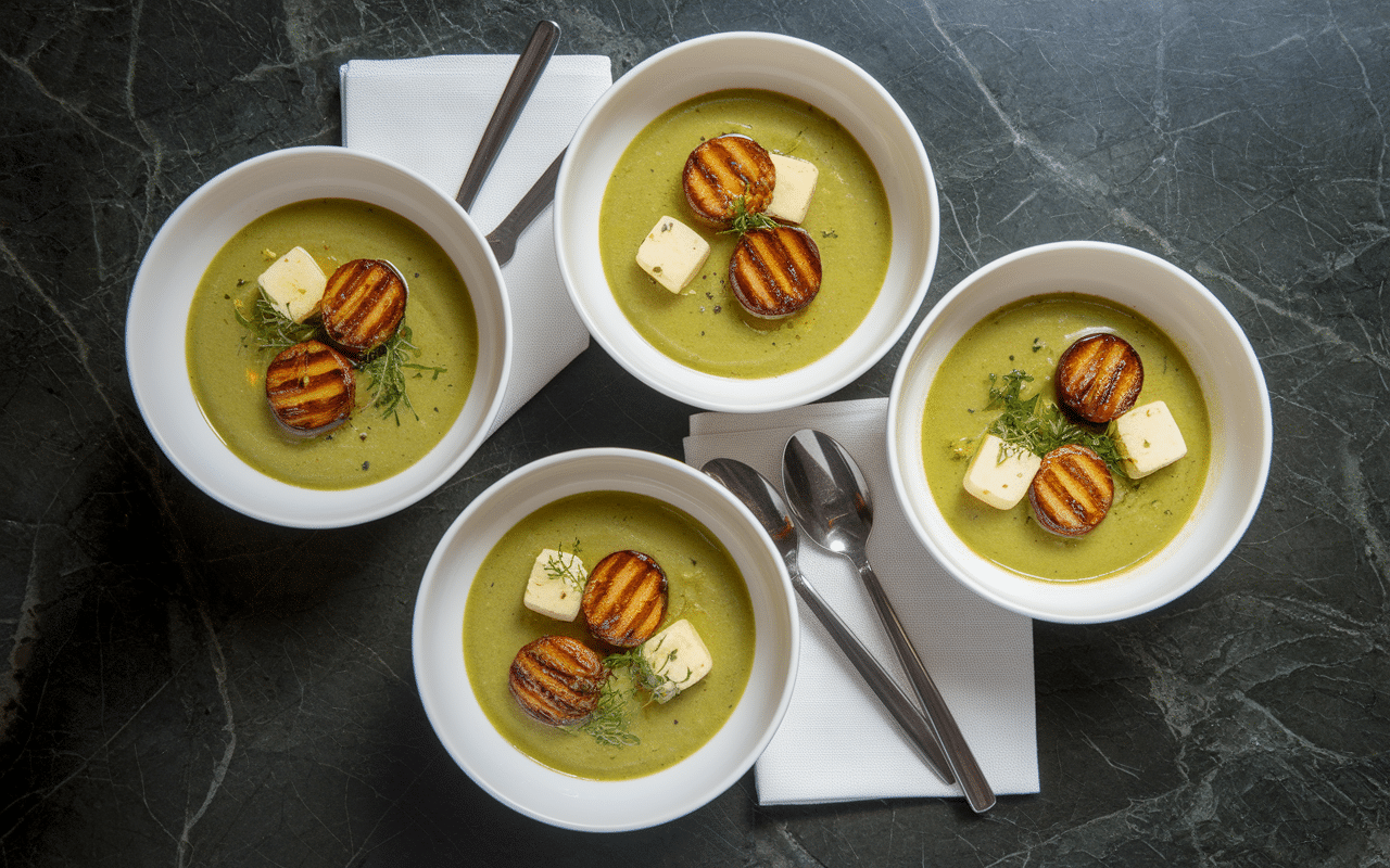 Velouté de topinambour garni façon gastronomique
