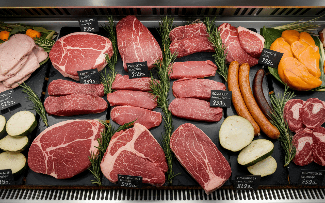 Étal viande fraîche boucherie halal mont de marsan