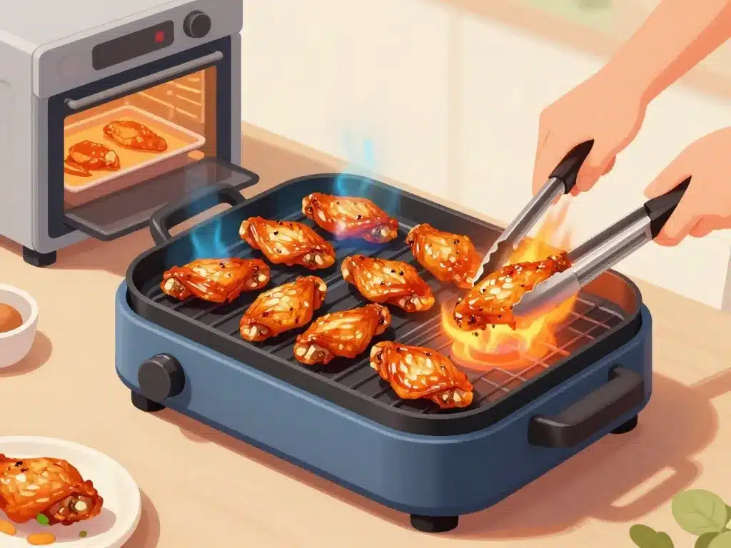 ailes de poulet marinade barbecue cuisson indirecte puis directe au barbecue et au four