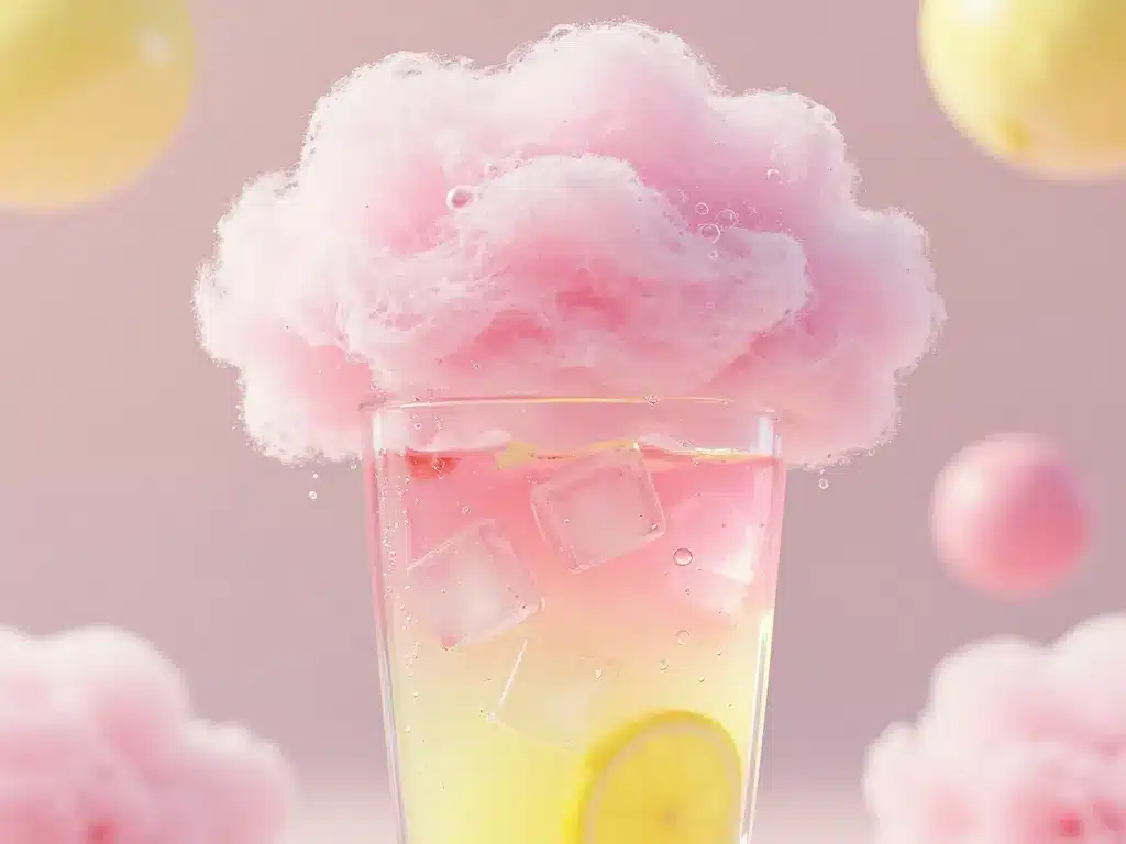 cocktail barbapapa limonade fraise gros plan nuage fondant