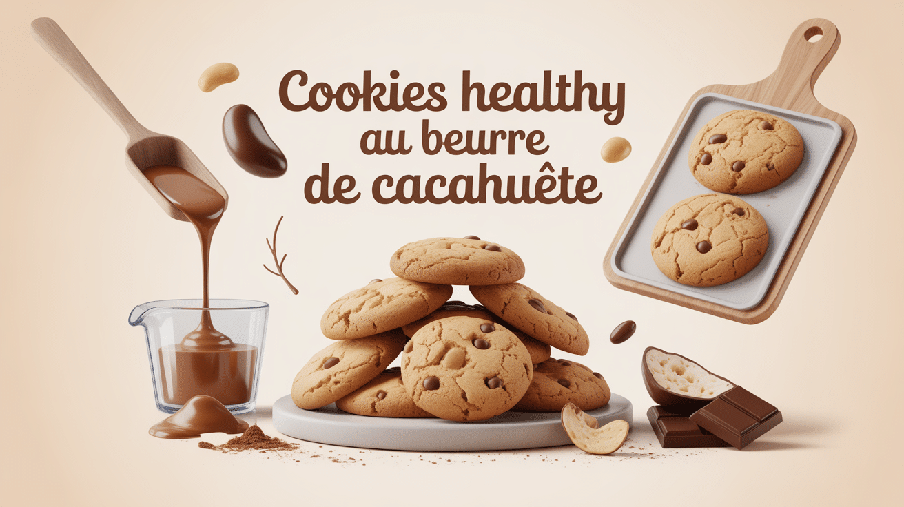 cookies healthy beurre de cacahuete en pile avec beurre et avoine