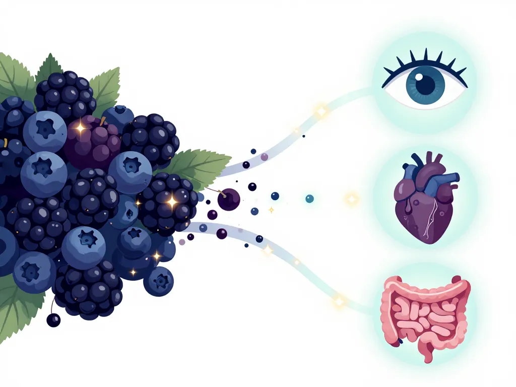 Schéma fruit noir nourrissant yeux cœur intestin