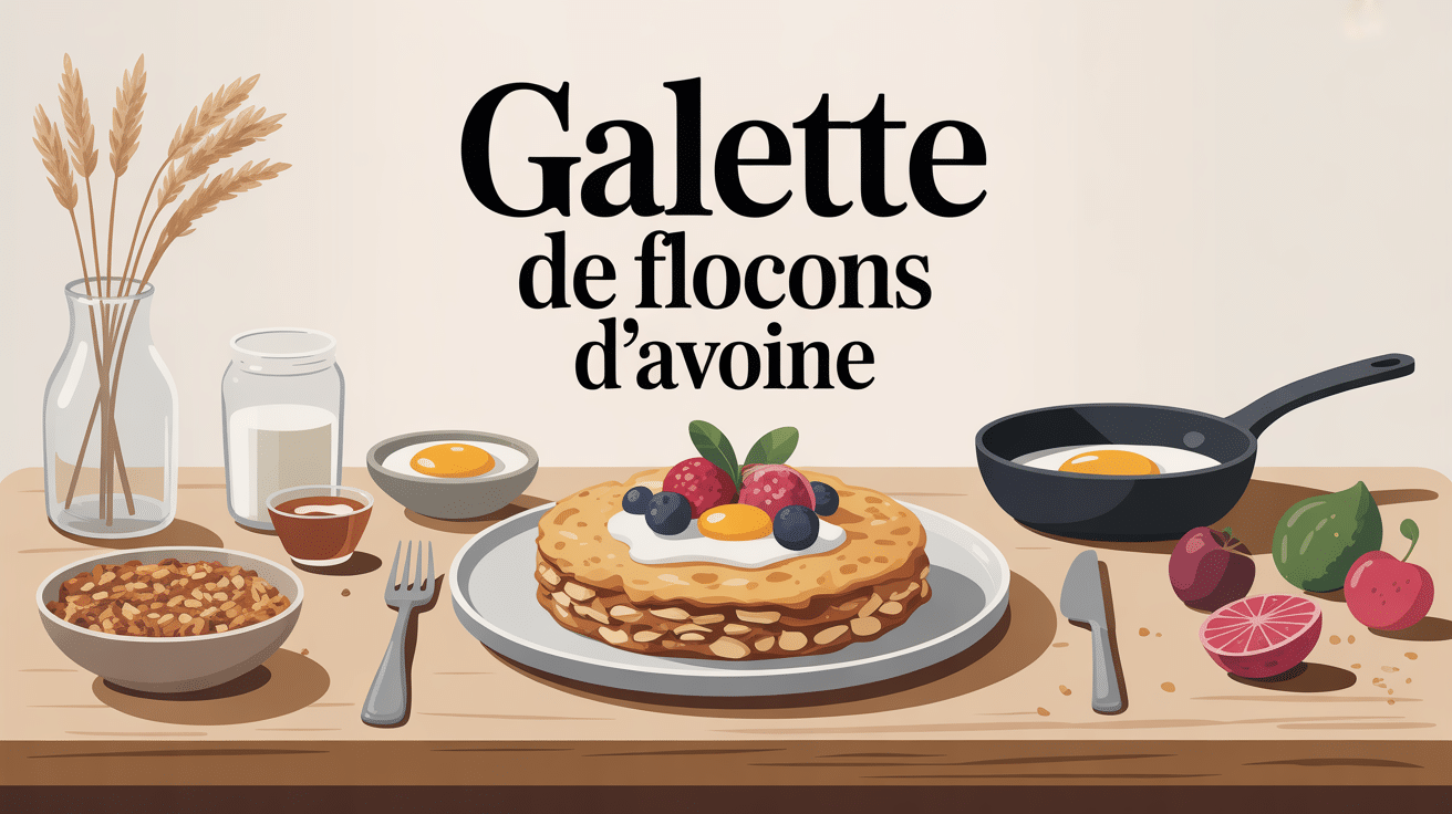 galette flocon d'avoine dorée avec fruits et ingrédients