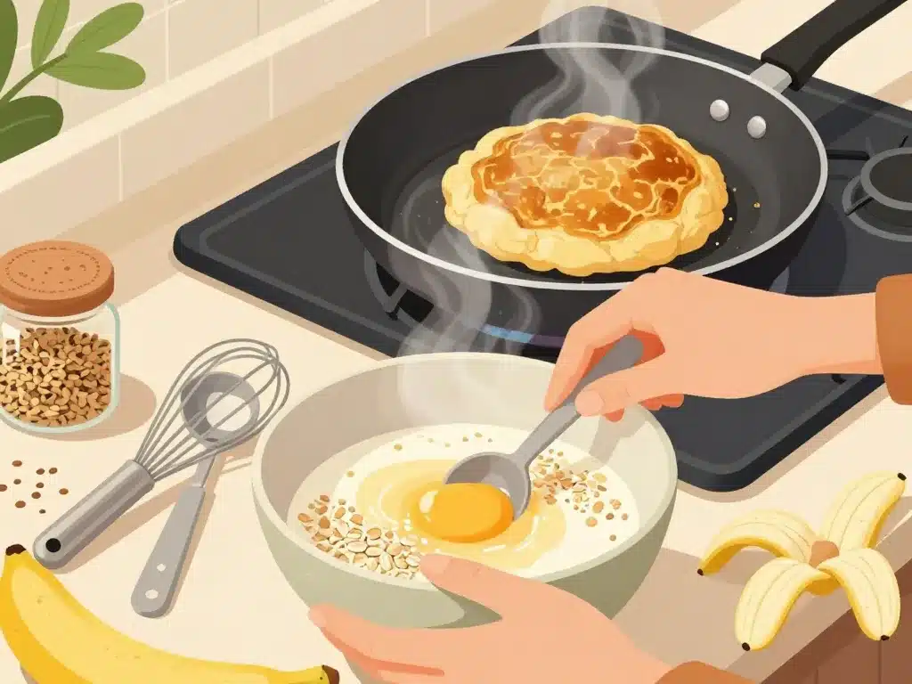 galette flocon d'avoine mélange et cuisson à la poêle