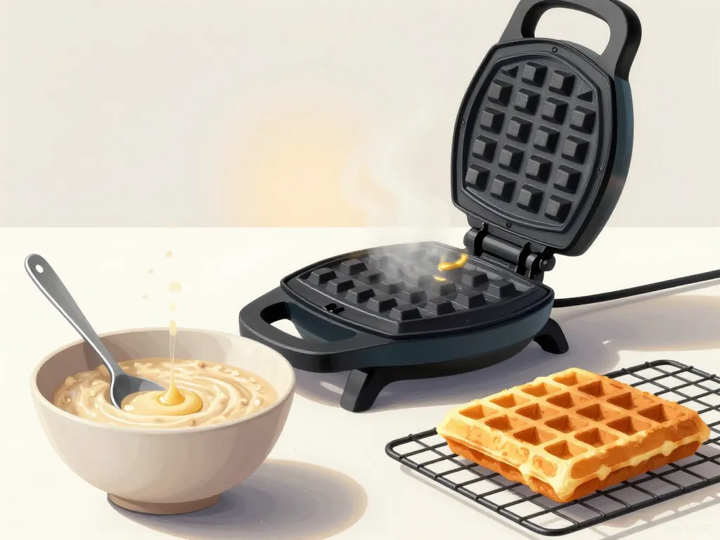 Gaufres flocon d'avoine pâte épaisse et gaufrier chaud