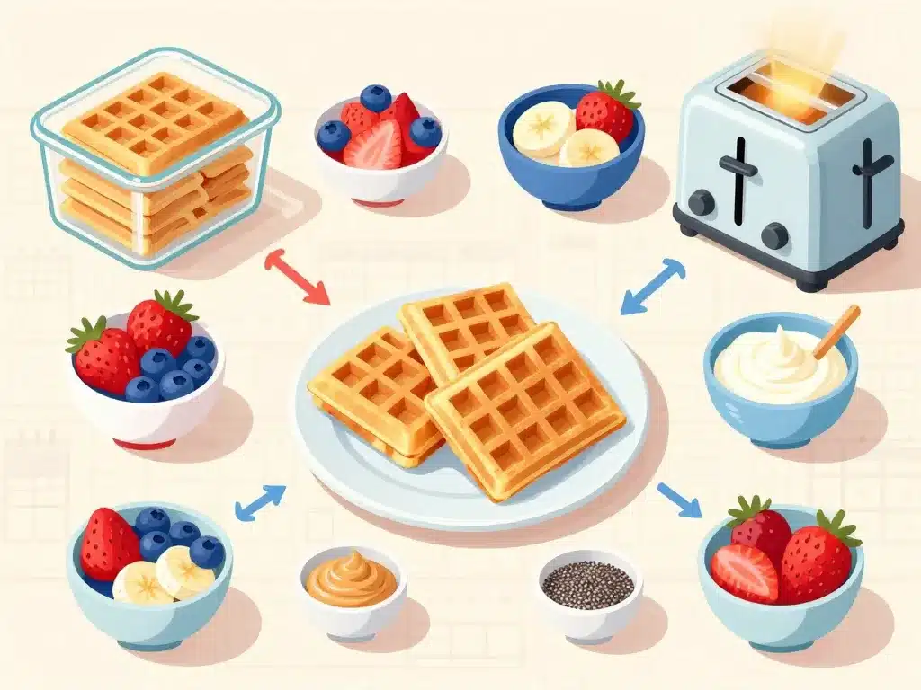 Gaufres flocon d'avoine avec fruits yaourt et boîte