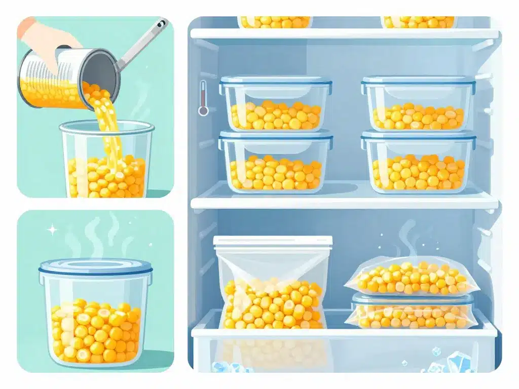 Étapes sûres pour conserver une grosse boîte de maïs 5 kg après ouverture