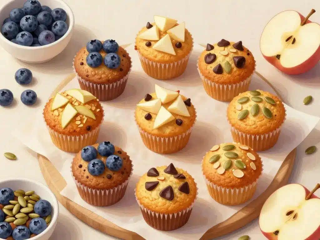 muffin compote de pomme healthy avec variantes fruits et chocolat