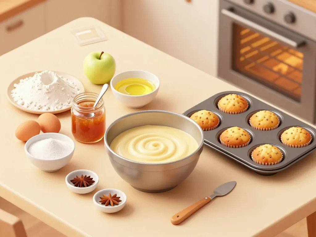 muffins a la compote de pommes préparation ingrédients et moule