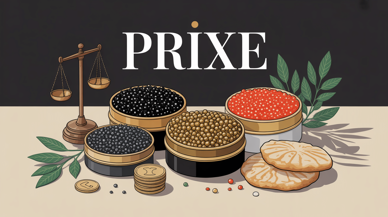 Illustration prix du caviar au kg boîtes balance et accessoires