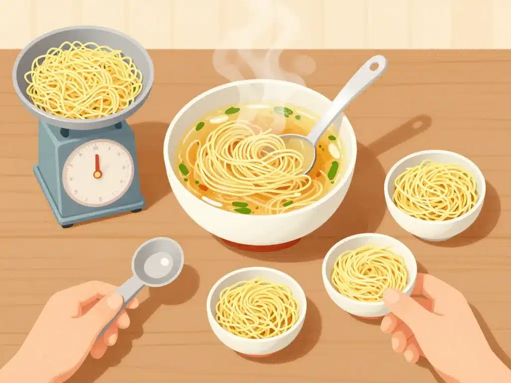 quelle quantité de vermicelle dans une soupe trois portions sèches et bol