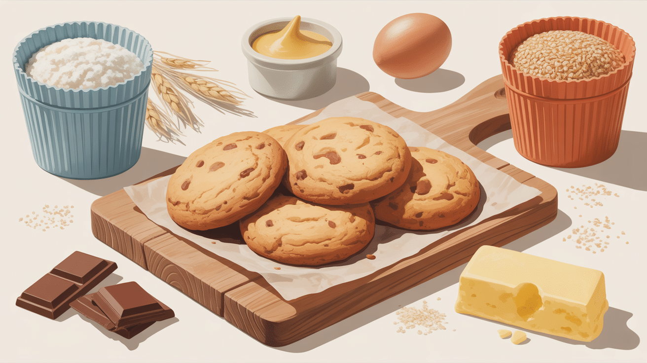 recette cookie sans gluten cookies moelleux sur planche et farines