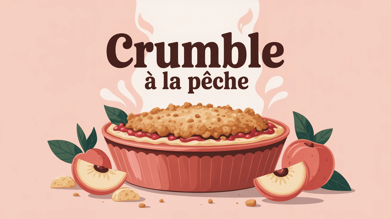 recette crumble a la peche, plat doré et gourmand