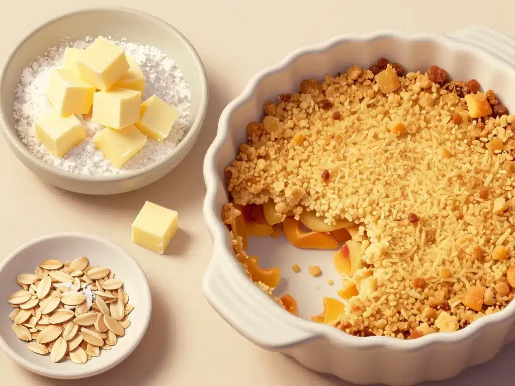recette crumble a la peche avec pâte sableuse et ajouts croquants