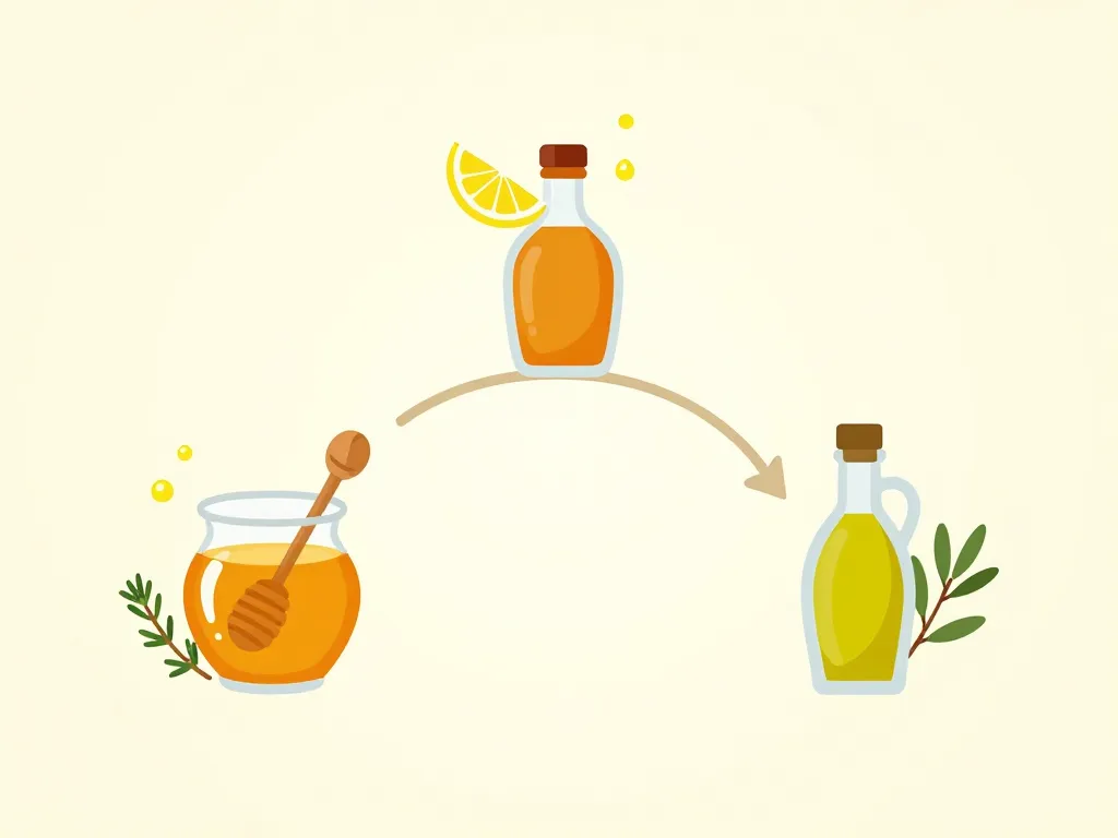 diagramme sauce au miel pour salade : miel, vinaigre, huile